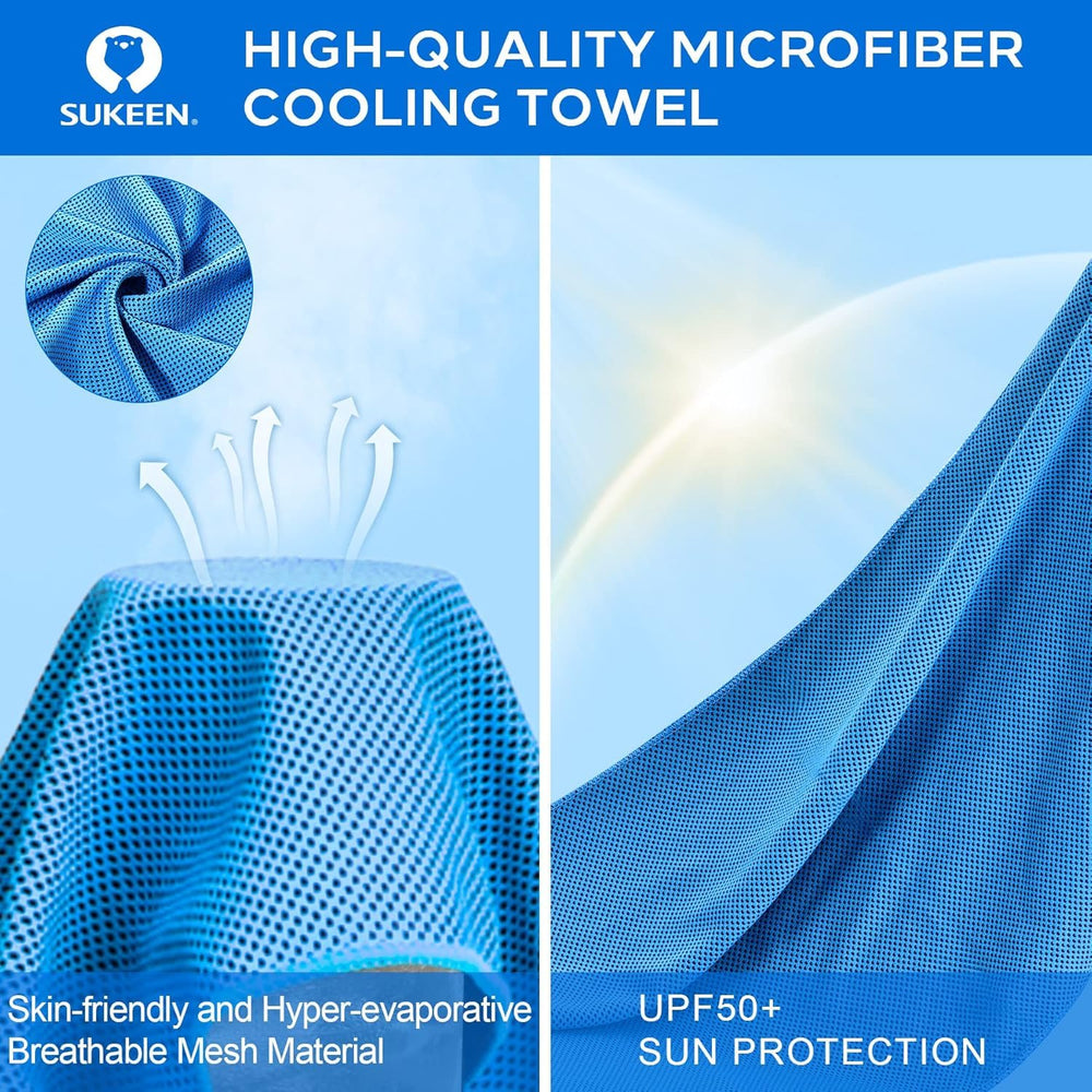 Sukeen towel worn by hiker showing on-the-go cooling and sweat control