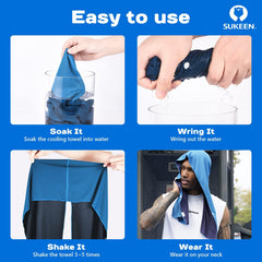 Sukeen towel worn under a cyclist helmet demonstrating secure fit and sweat control