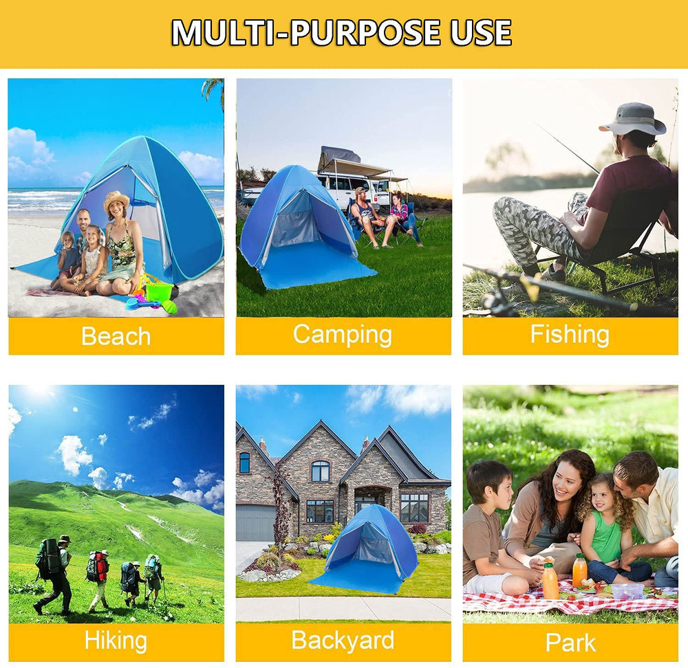 SUMELAY lifestyle beach setup illustrating family comfort and shade