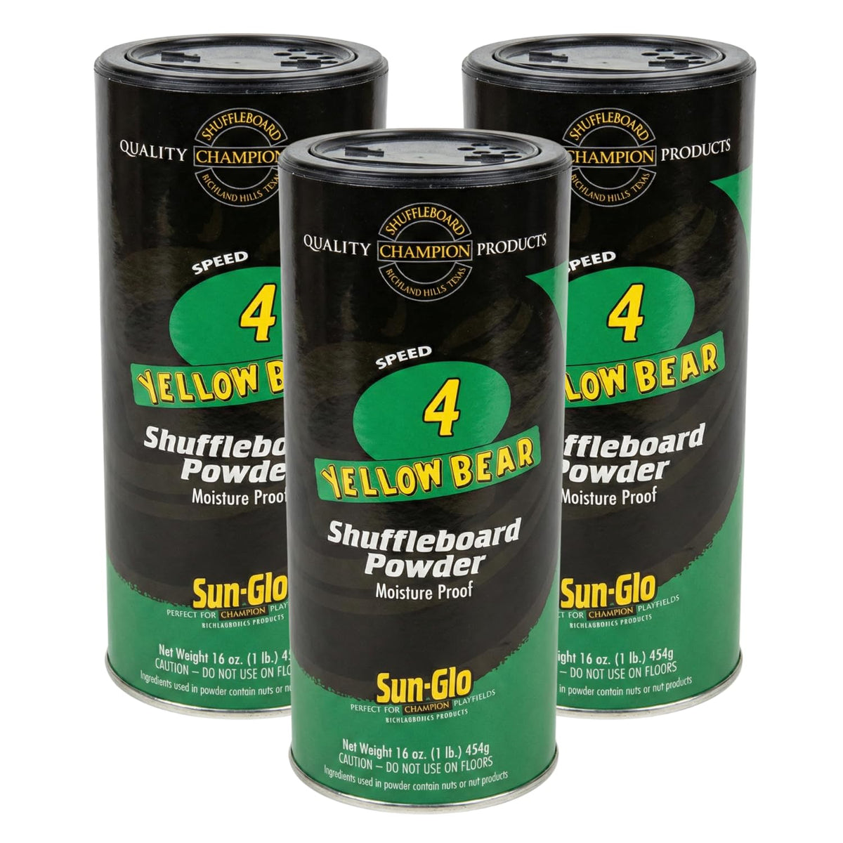 Sun-Glo front can showing label and pack of three for reliable medium speed