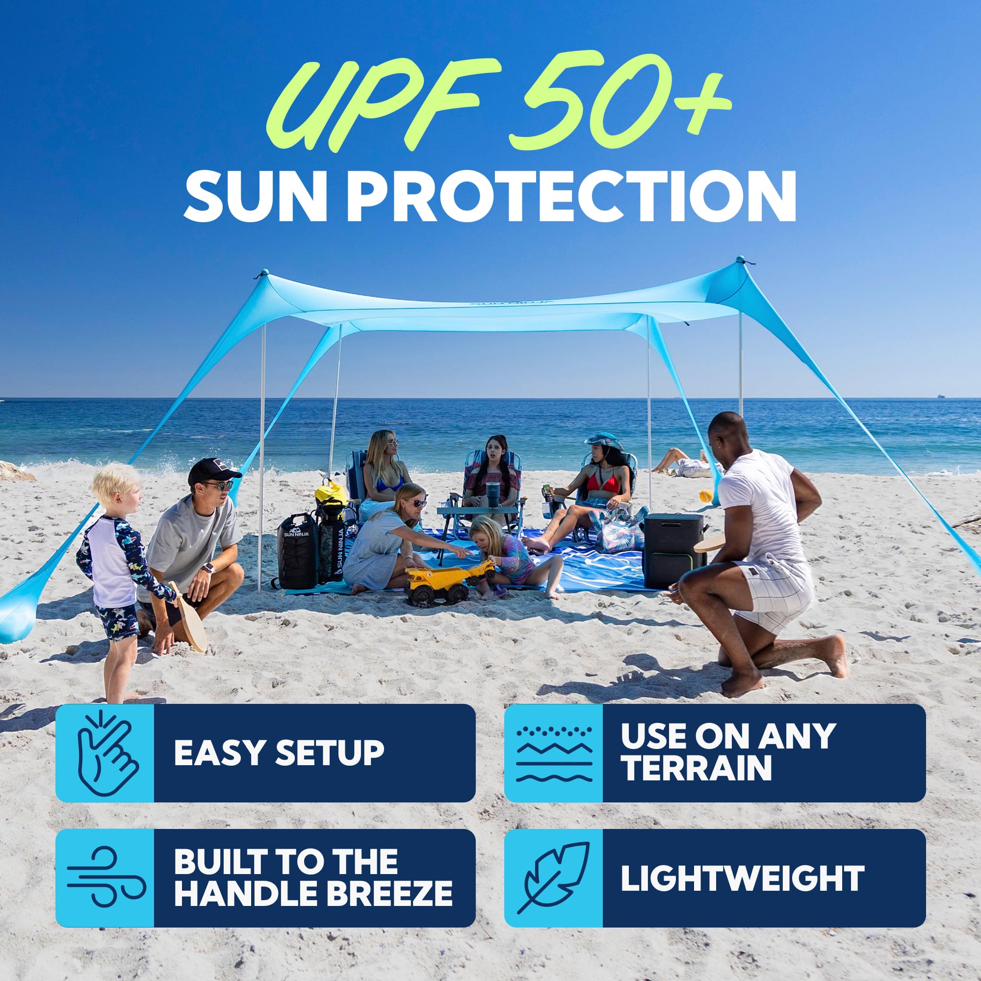 SUN NINJA close-up of UPF50+ fabric texture highlighting sun protection benefit