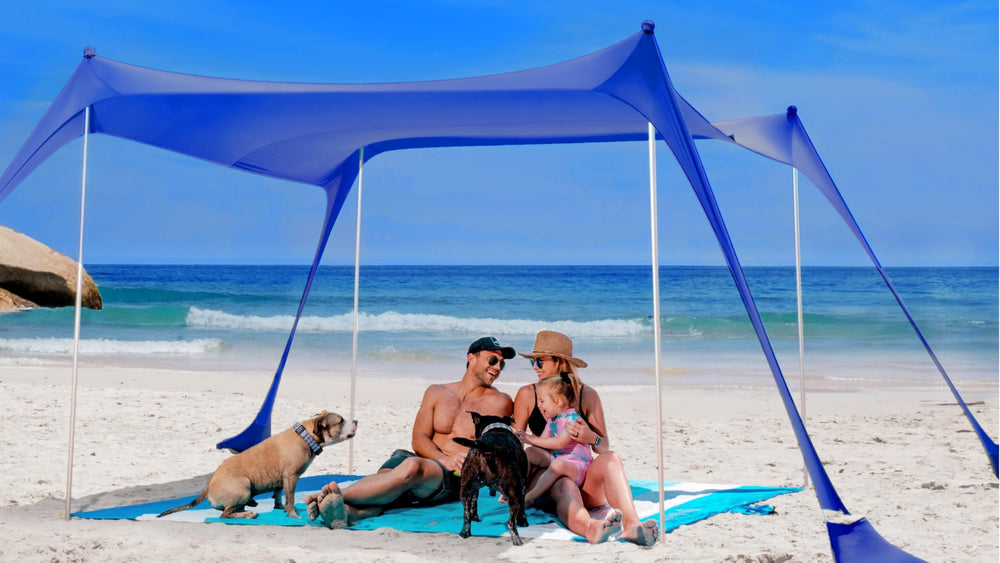 SUN NINJA front view of 10x10 canopy showing shaded area and easy access