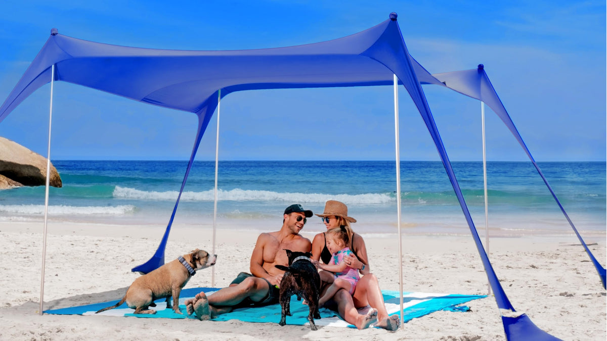 SUN NINJA front view of 10x10 canopy showing shaded area and easy access