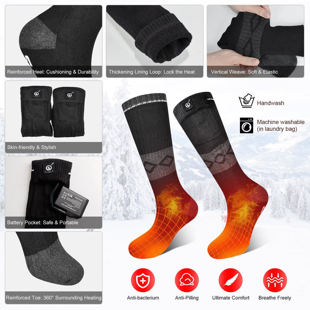 Sun Will socks worn in snow demonstrating outdoor warmth and mobility