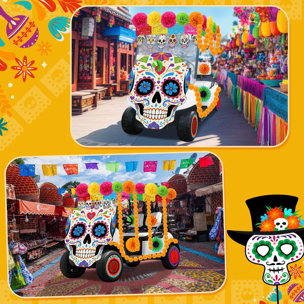 Suncalla decorated golf cart lifestyle shot demonstrating festive parade-ready look