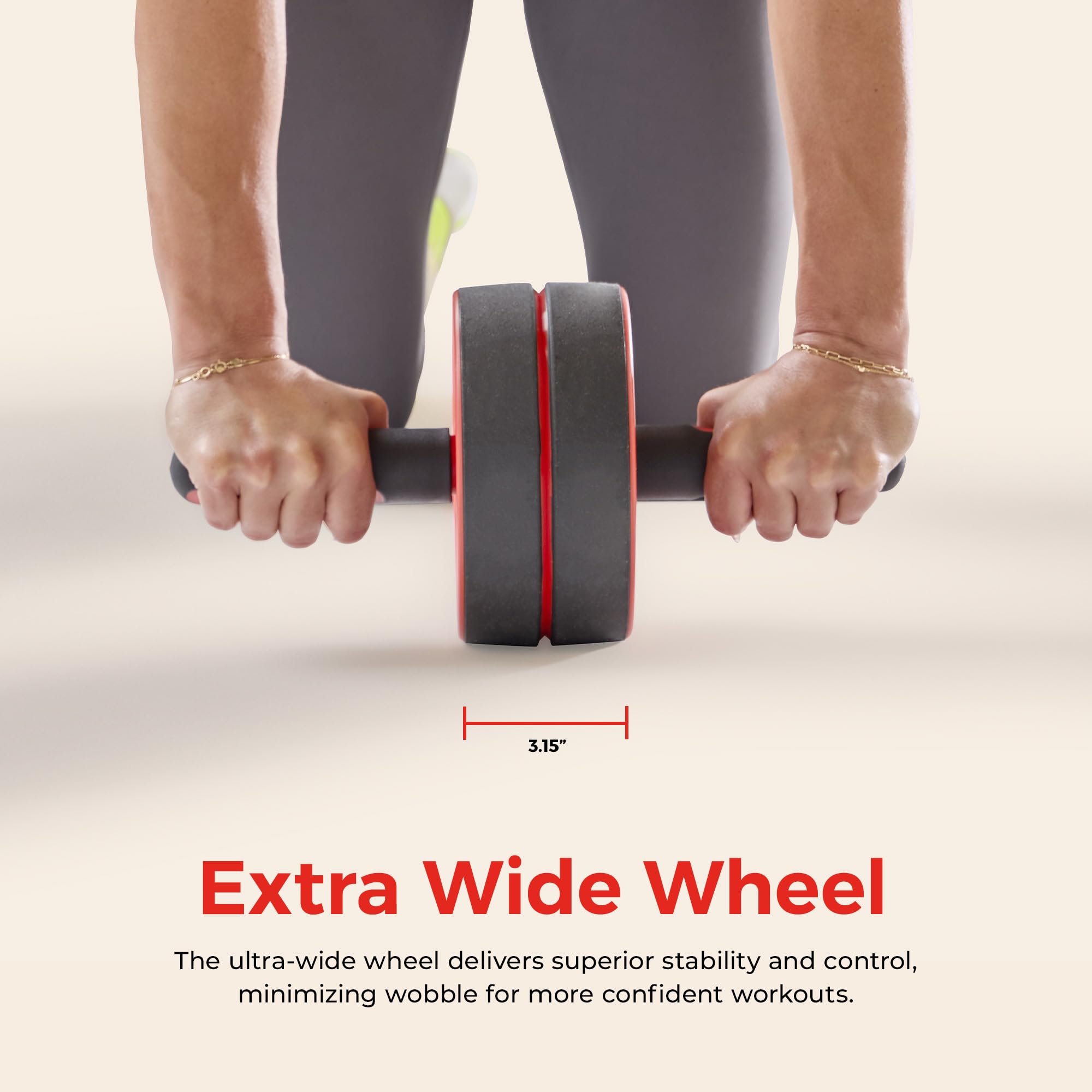Sunny Health & Fitness closeup of wheel tread showing non‑slip traction and quiet roll