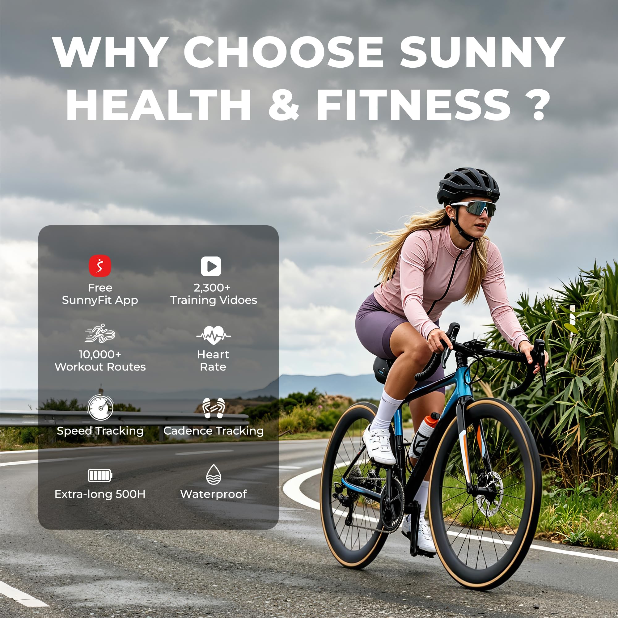 Sunny Health & Fitness sensor mounted on bike crank demonstrating stable cadence tracking