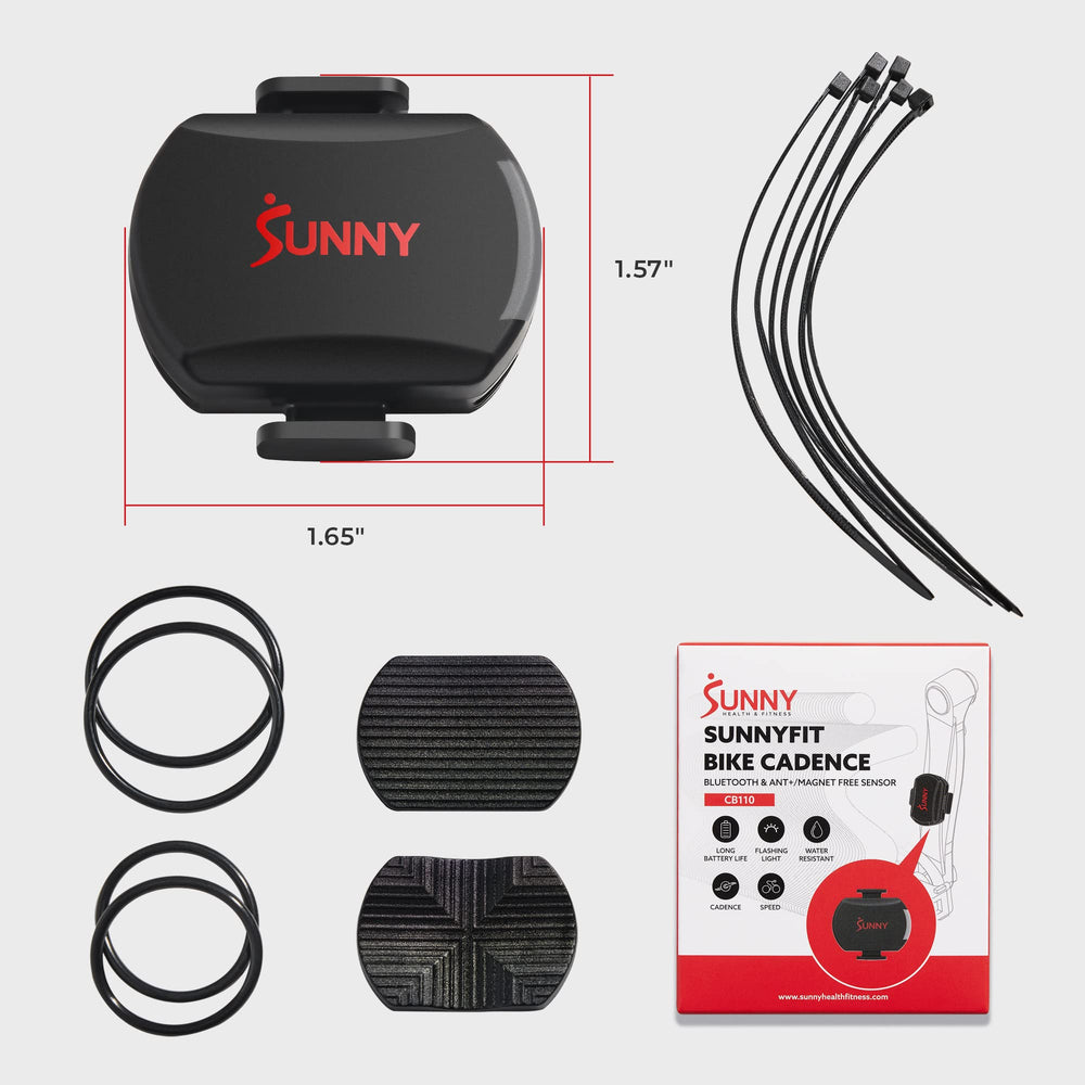 Sunny Health & Fitness water-resistant casing detail protecting sensor from moisture and sweat