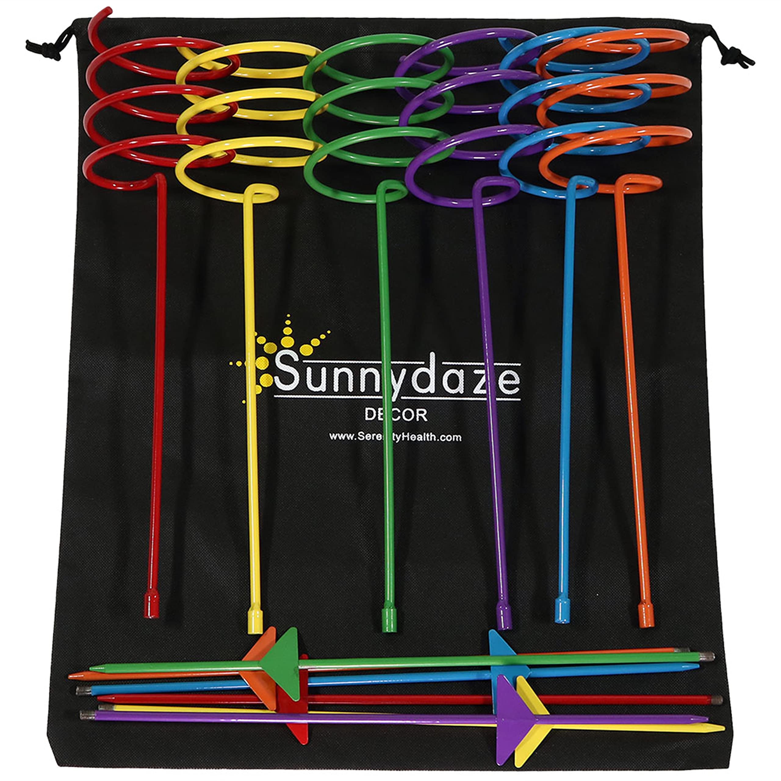 Sunnydaze carrying bag with stakes packed for easy transport between outings