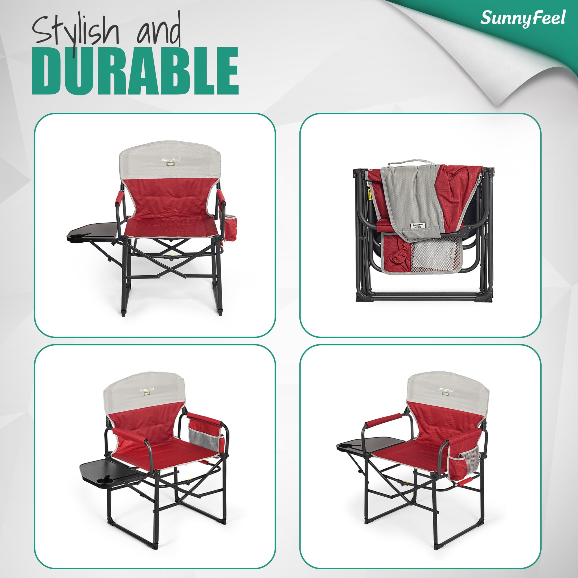SUNNYFEEL chair in campsite scene showing practical outdoor comfort benefit versatility