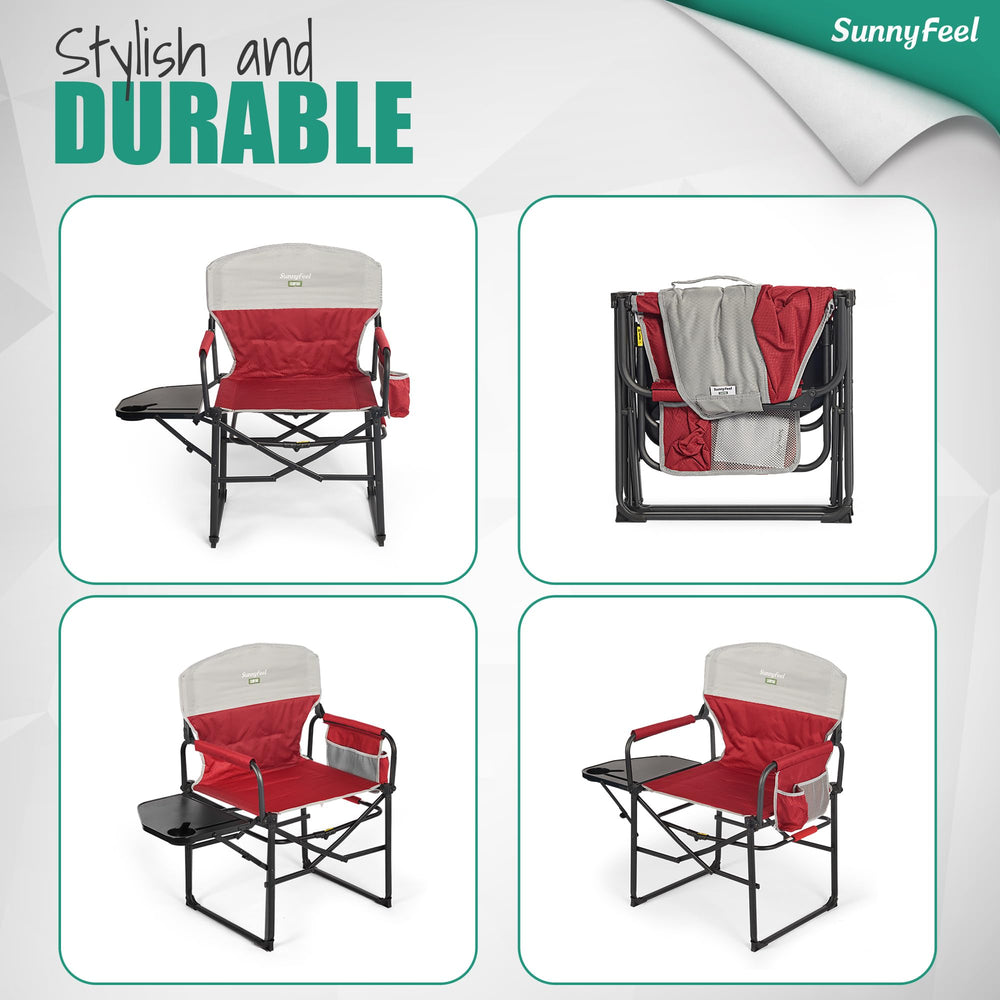 SUNNYFEEL chair in campsite scene showing practical outdoor comfort benefit versatility