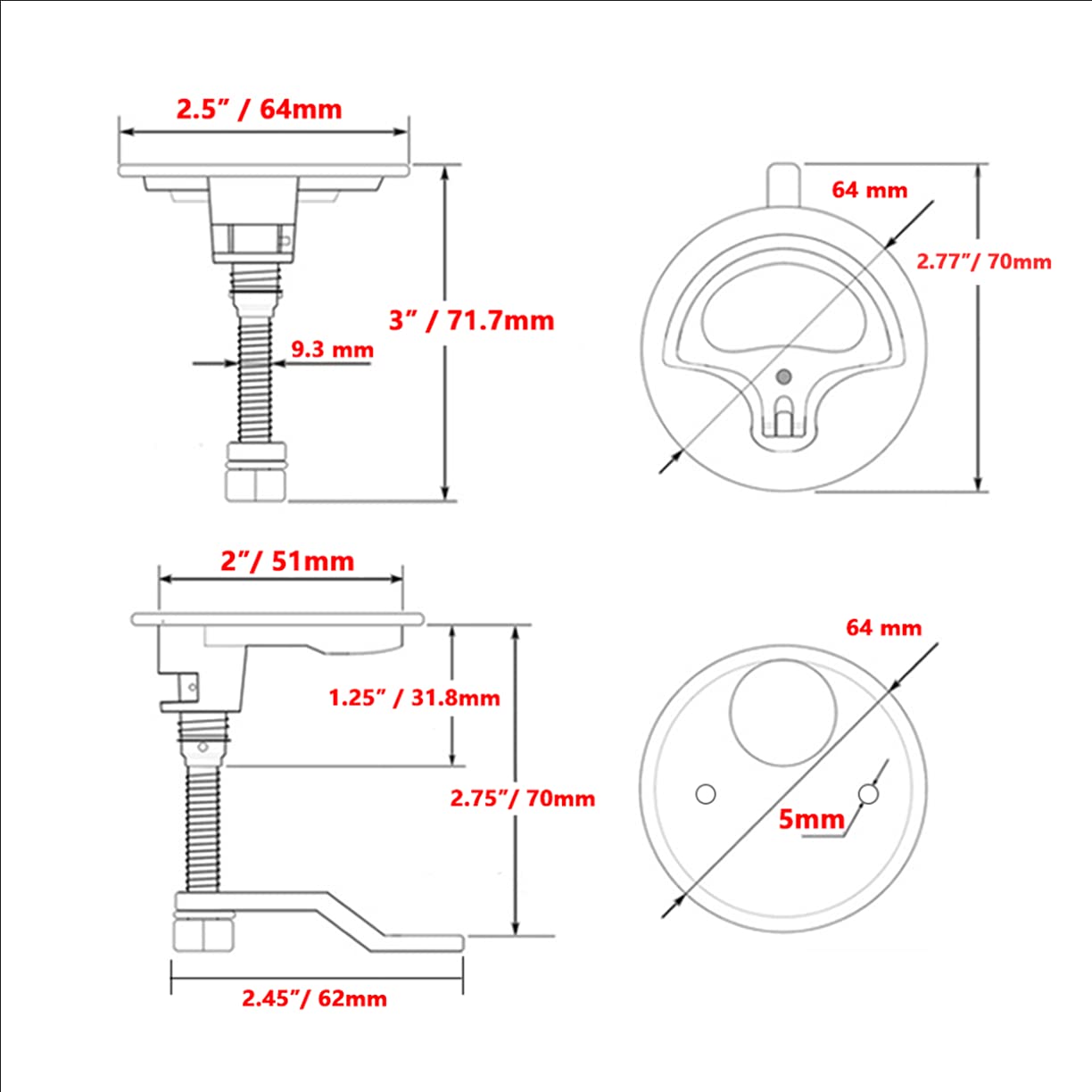SUNOOM adjustable cam arm detail showing versatile locking range for correct fit