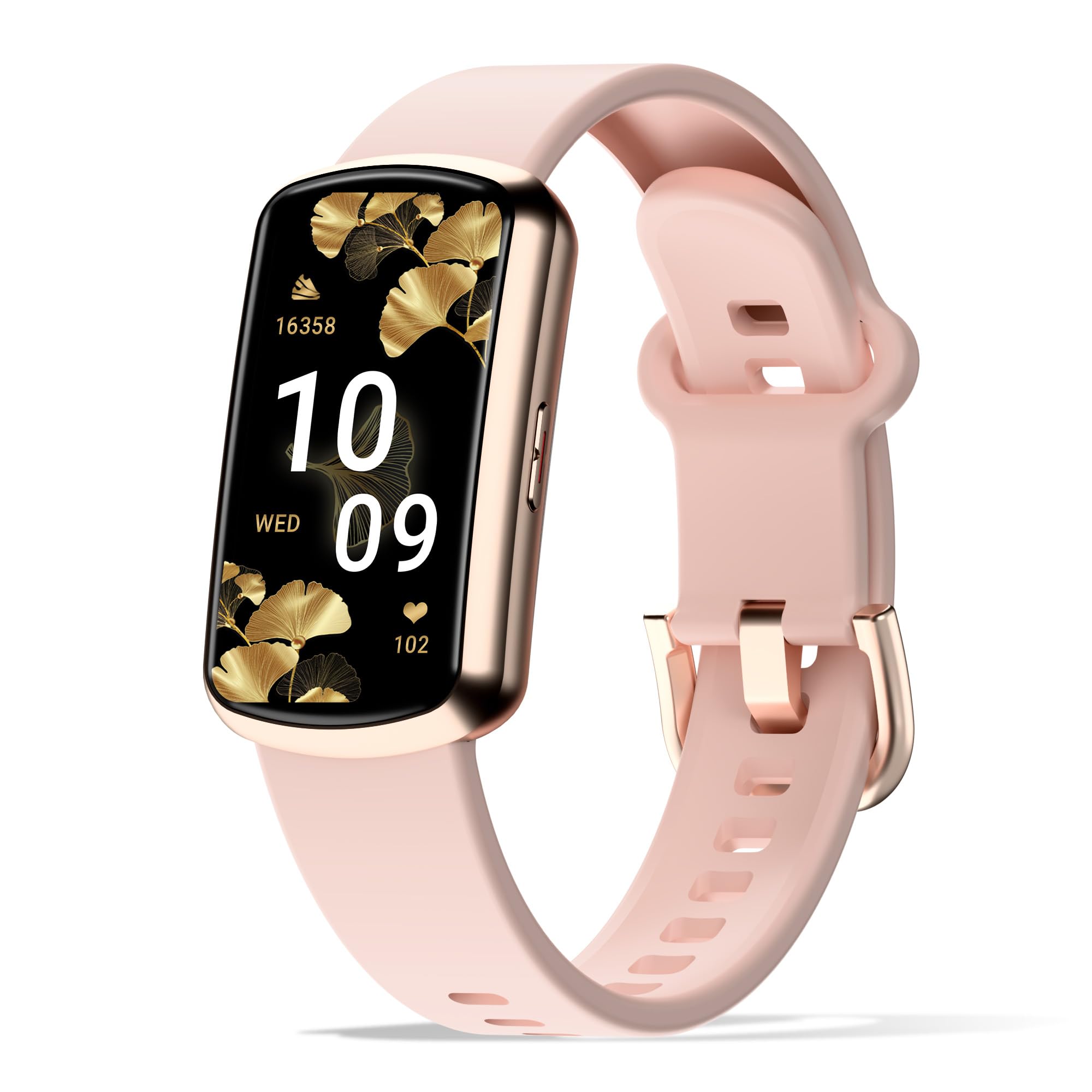 Sunorshop pink smartwatch front display showing time and metrics for quick glance.