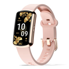 Sunorshop pink smartwatch front display showing time and metrics for quick glance.