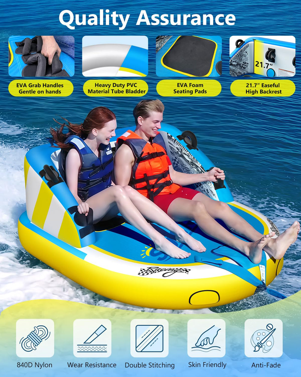 Sunrio tube in use with two riders enjoying stable ride and fun