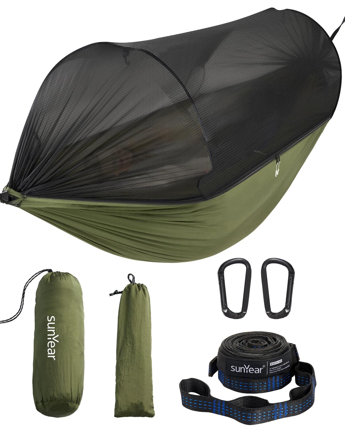 Sunyear hammock front view showing full net and roomy interior benefit comfort