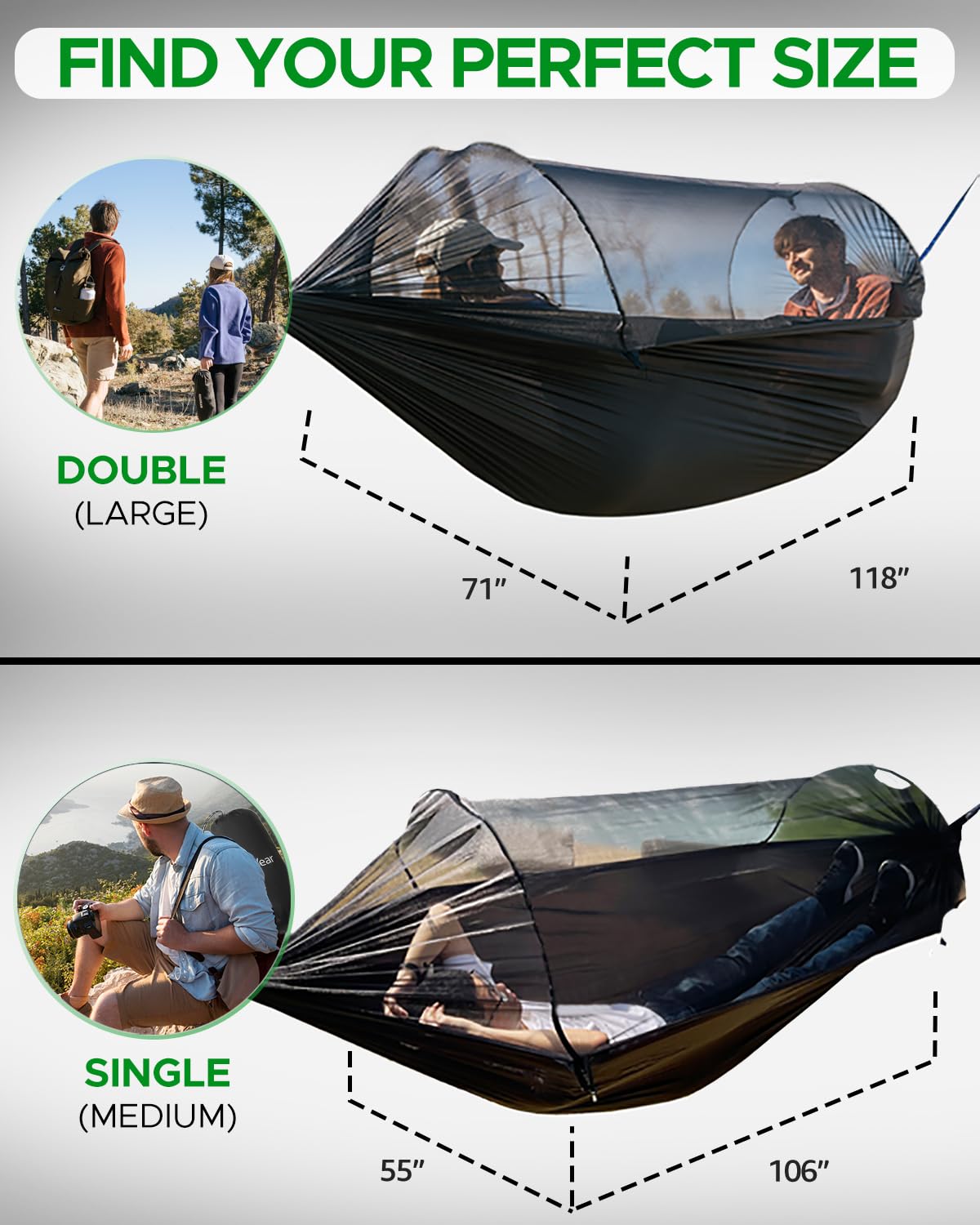 Sunyear hammock in use at a campsite showing quick setup and relaxation benefit