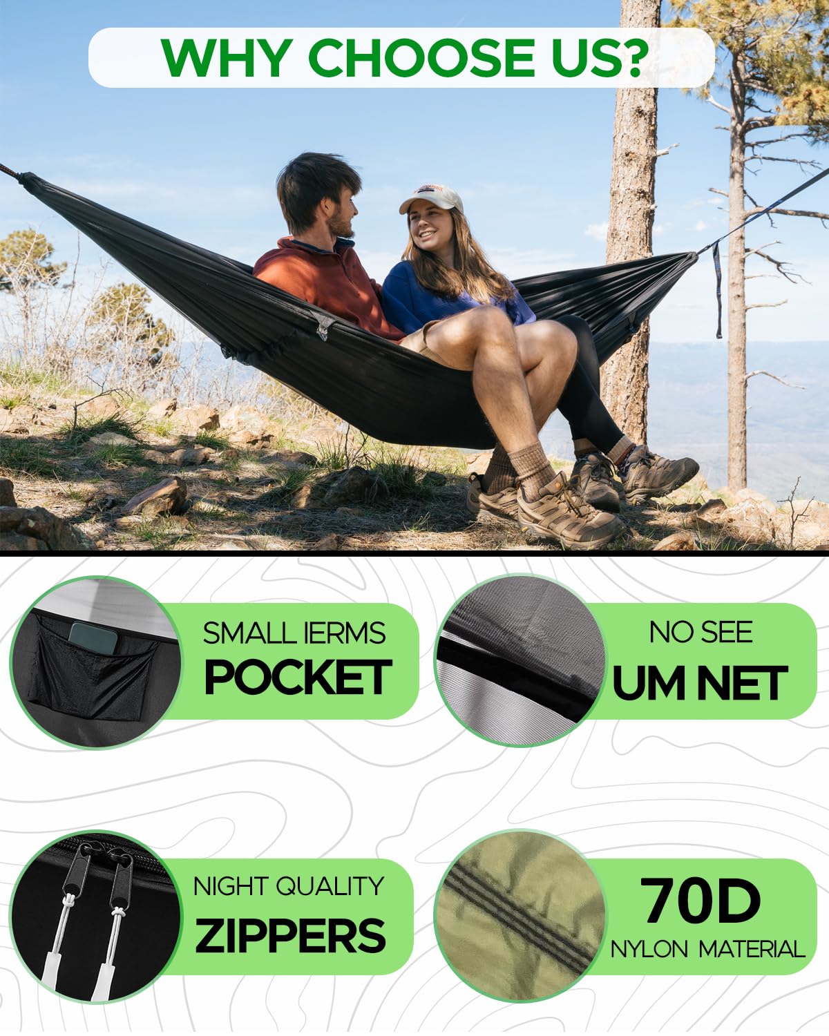 Sunyear tree straps and multiple loops showing adjustable hang and convenience benefit