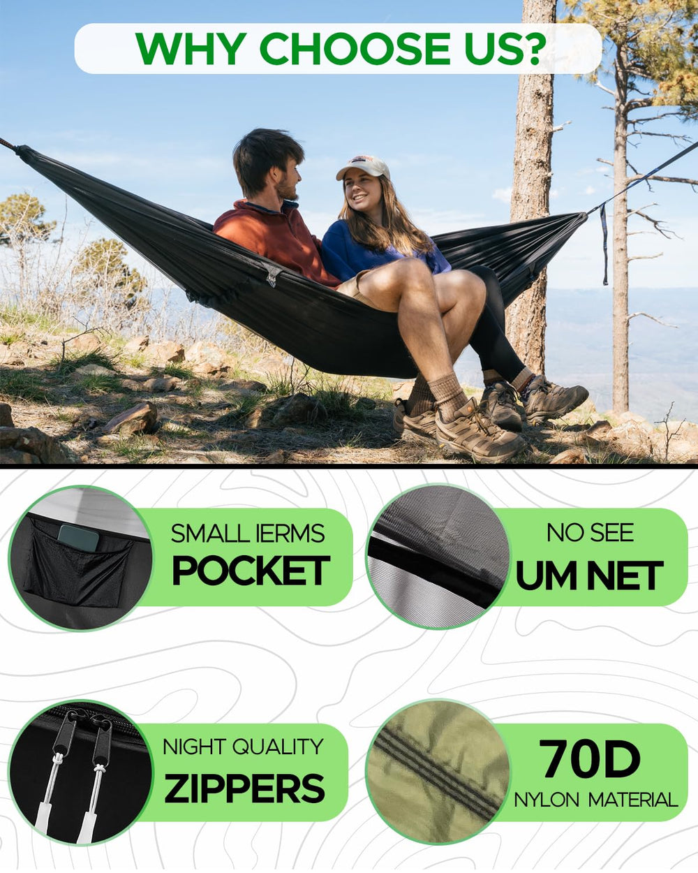 Sunyear tree straps and multiple loops showing adjustable hang and convenience benefit