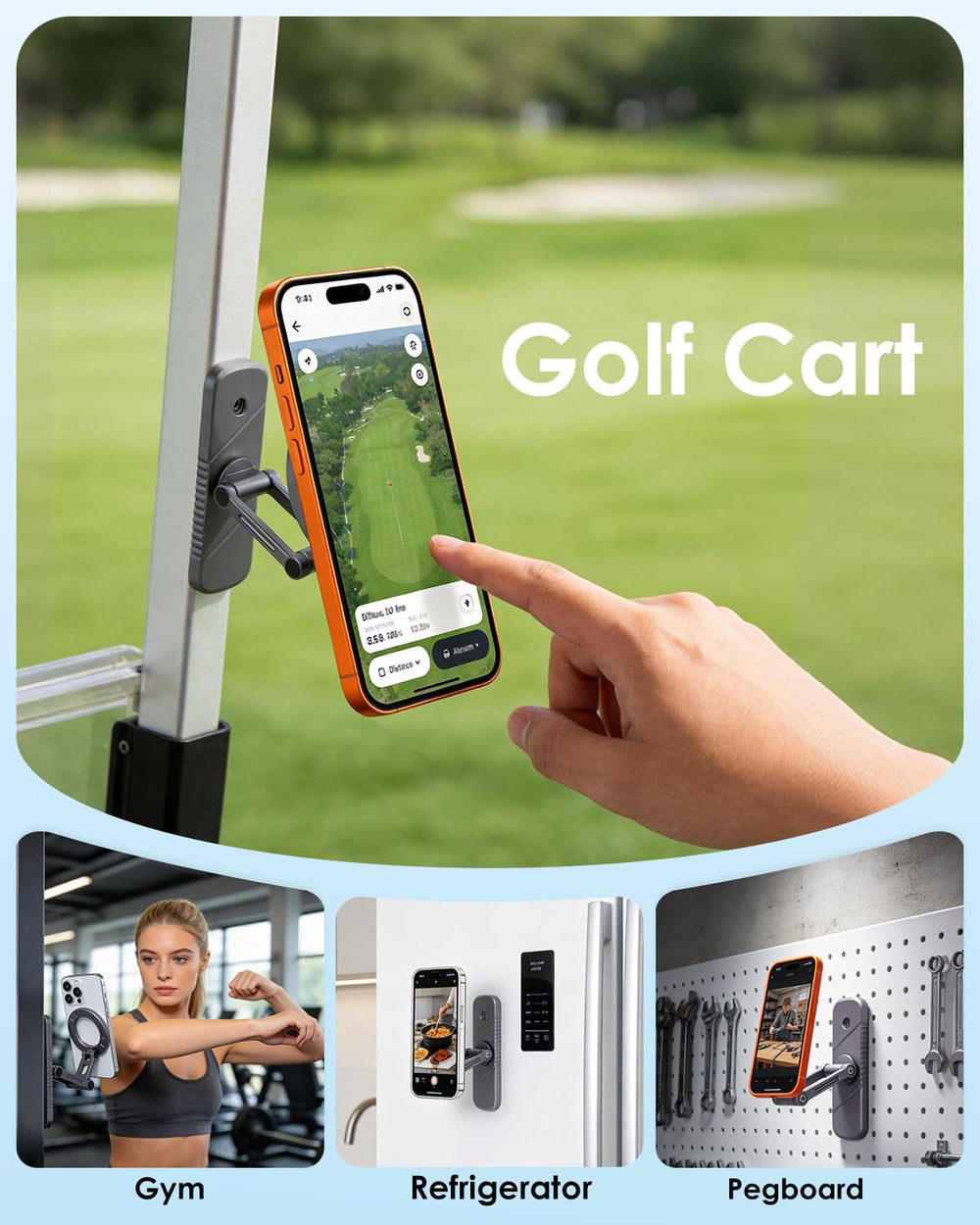 SUPBEE in use recording a golf swing to capture stable, vibration-free video