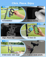 SUPBEE mounted on a golf cart strut offering hands-free GPS and swing recording
