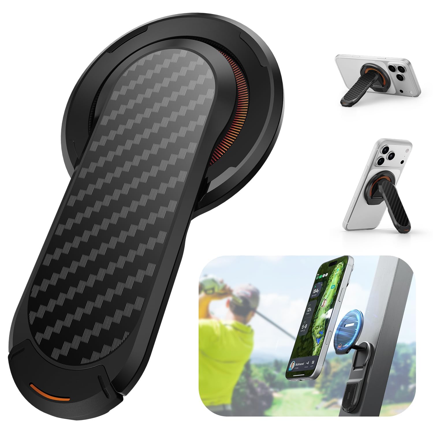 SUPCASE front view of golf cart phone holder showing mount stability