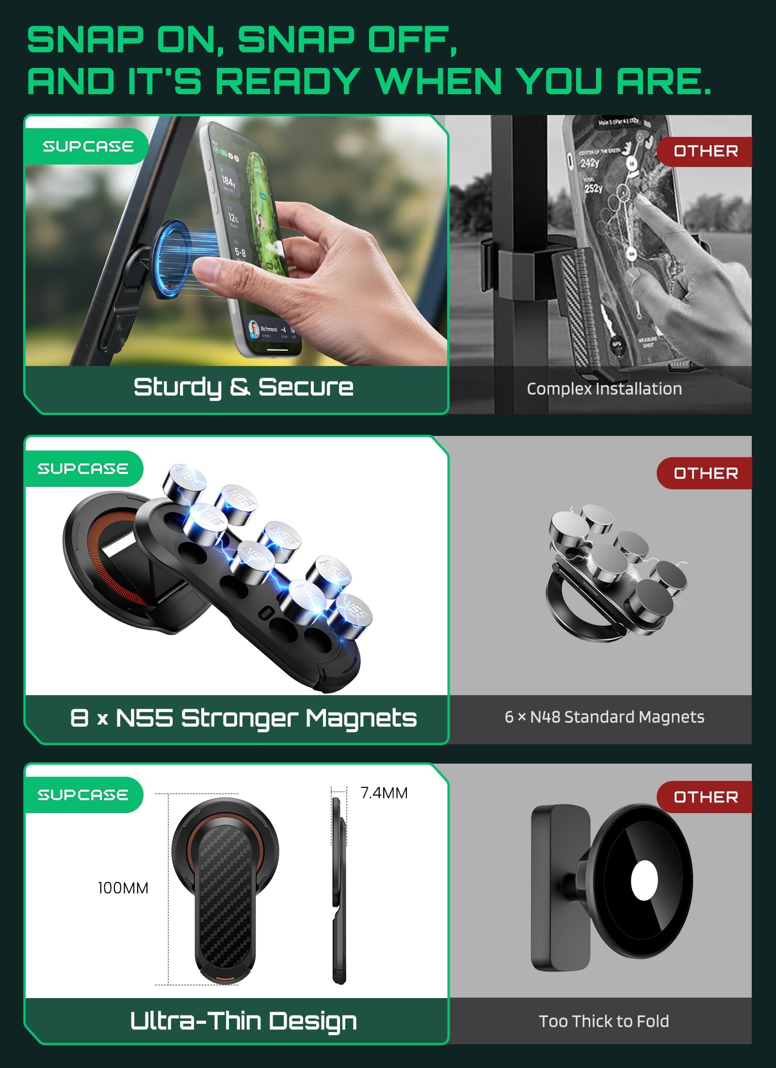 SUPCASE handheld grip in use reducing arm fatigue during long calls