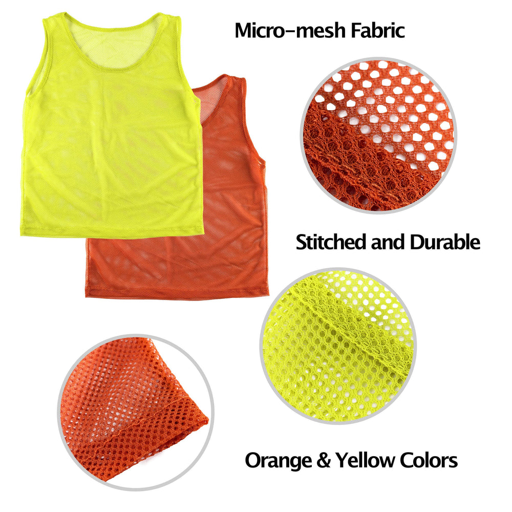 Super Z Outlet flat-lay size comparison showing pinnie dimensions and easy storage benefit