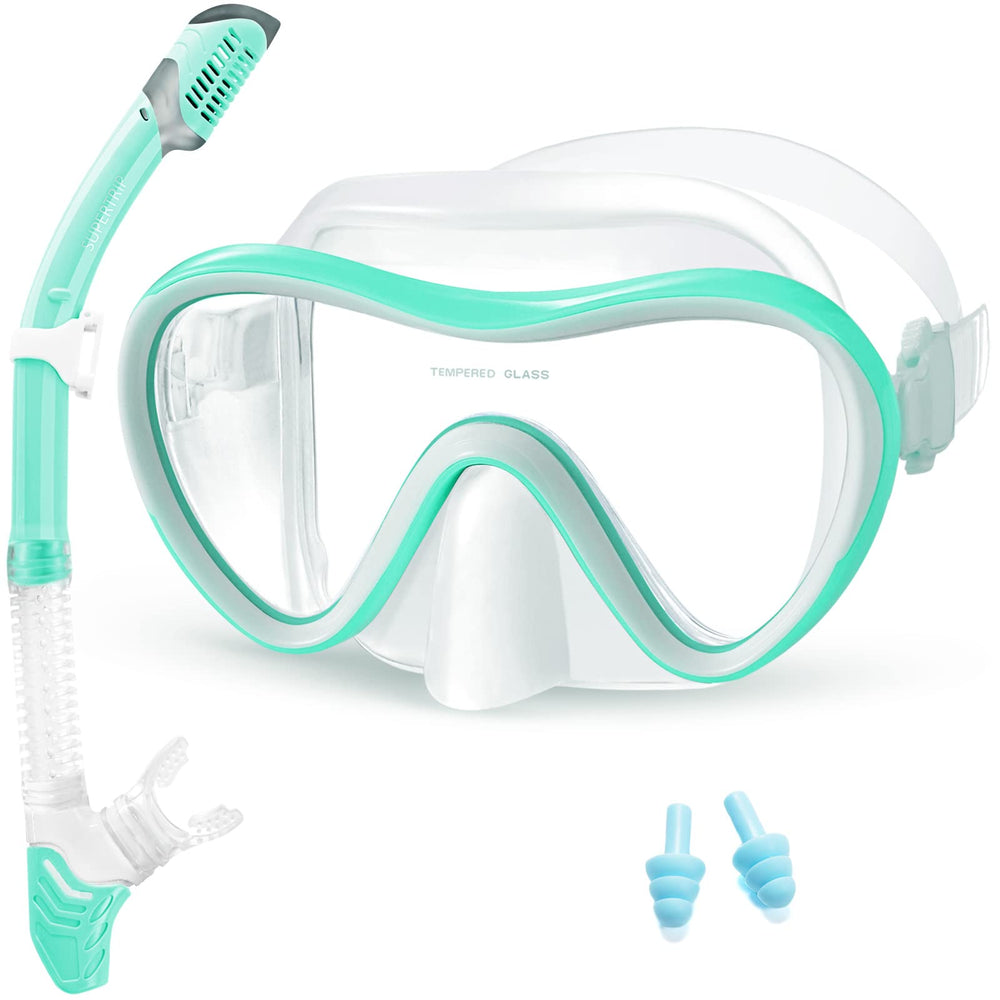 Supertrip mask and snorkel front view showing fit and features for clearer sightseeing