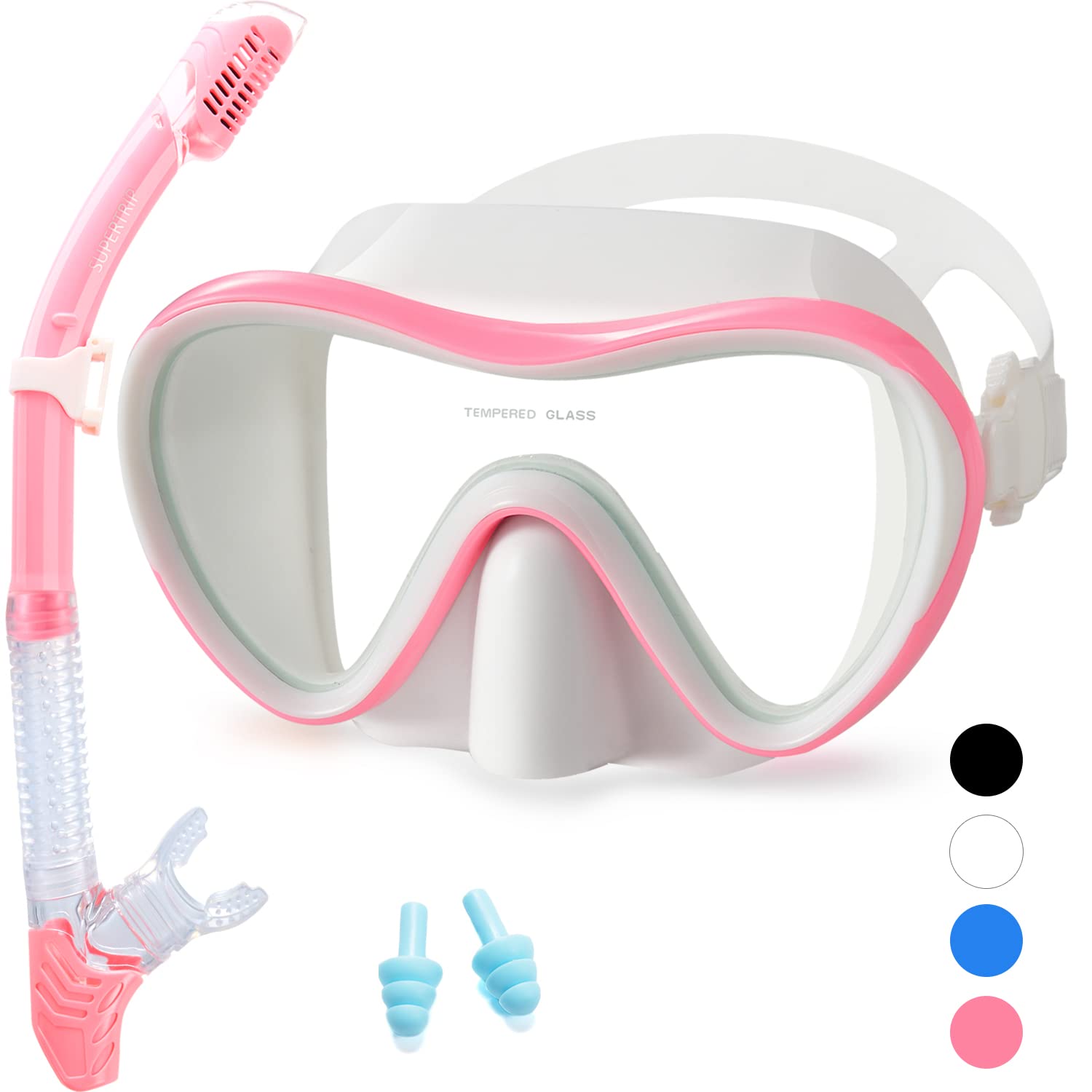 Supertrip front view mask and snorkel showing full kit and panoramic benefit