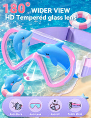 Supertrip close-up of tempered-glass mask lens giving kids clearer underwater view