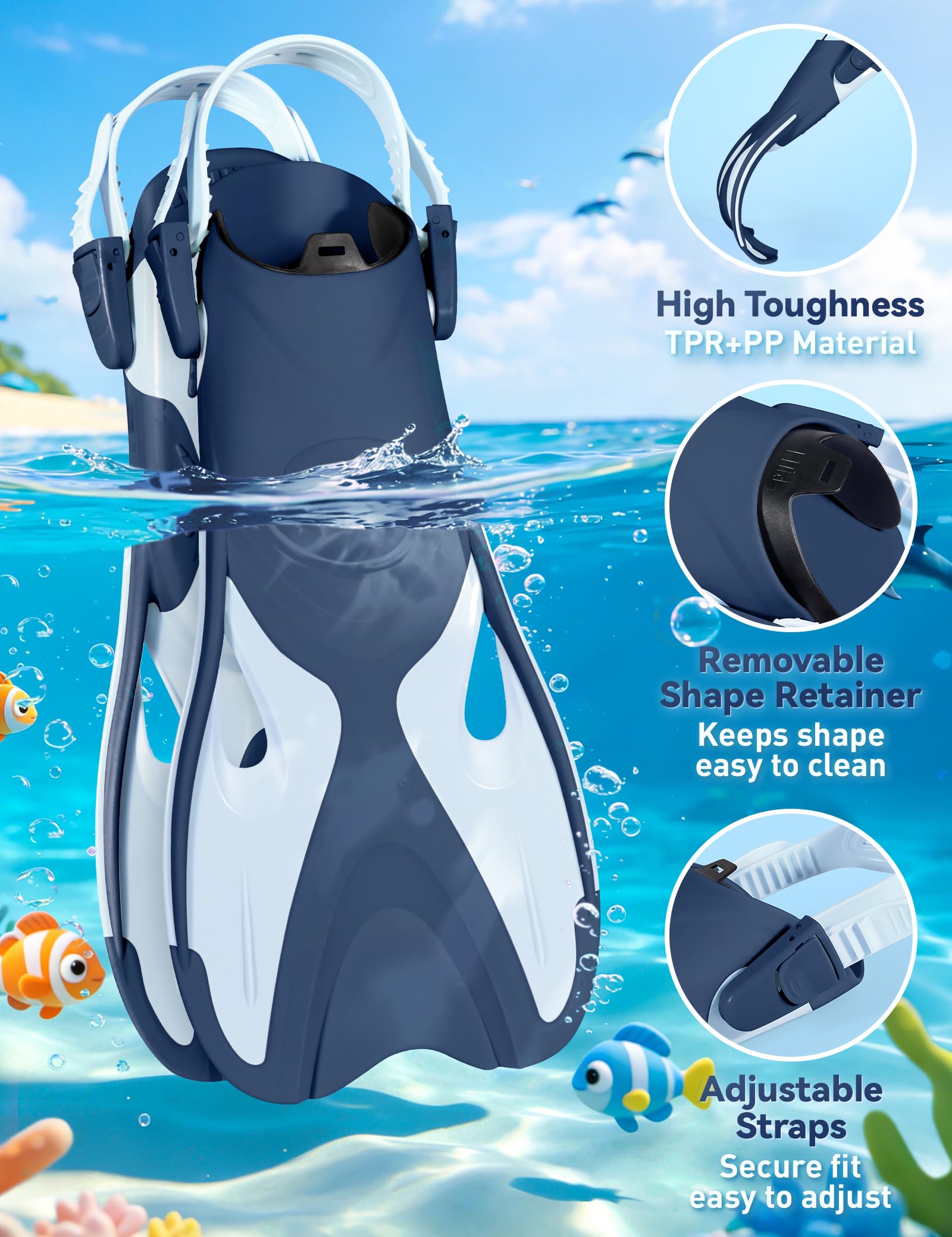 Supertrip mask in use on a child snorkeling showing comfortable fit and wide view