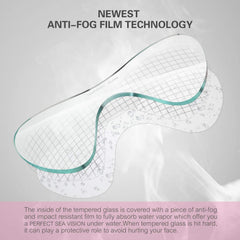 Supertrip close-up of tempered glass lens highlighting anti-fog clarity