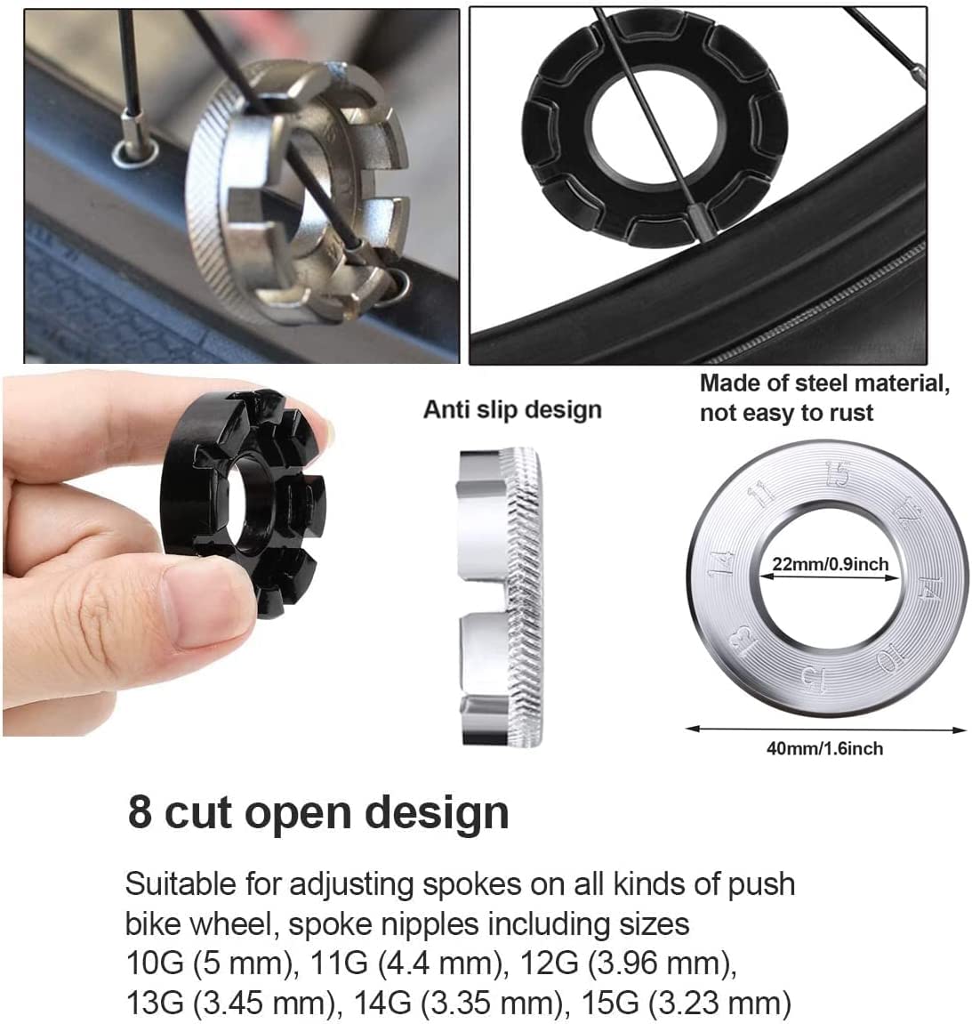 Suprwin spoke wrench engaged on wheel illustrating precise spoke adjustment