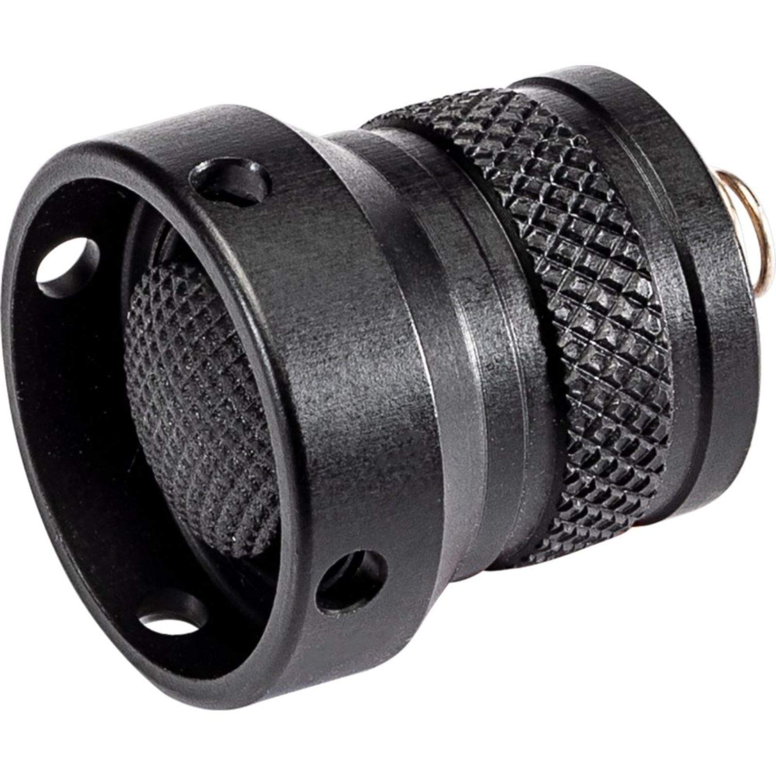 SureFire rear cap installed on flashlight in use demonstrating secure fit and control