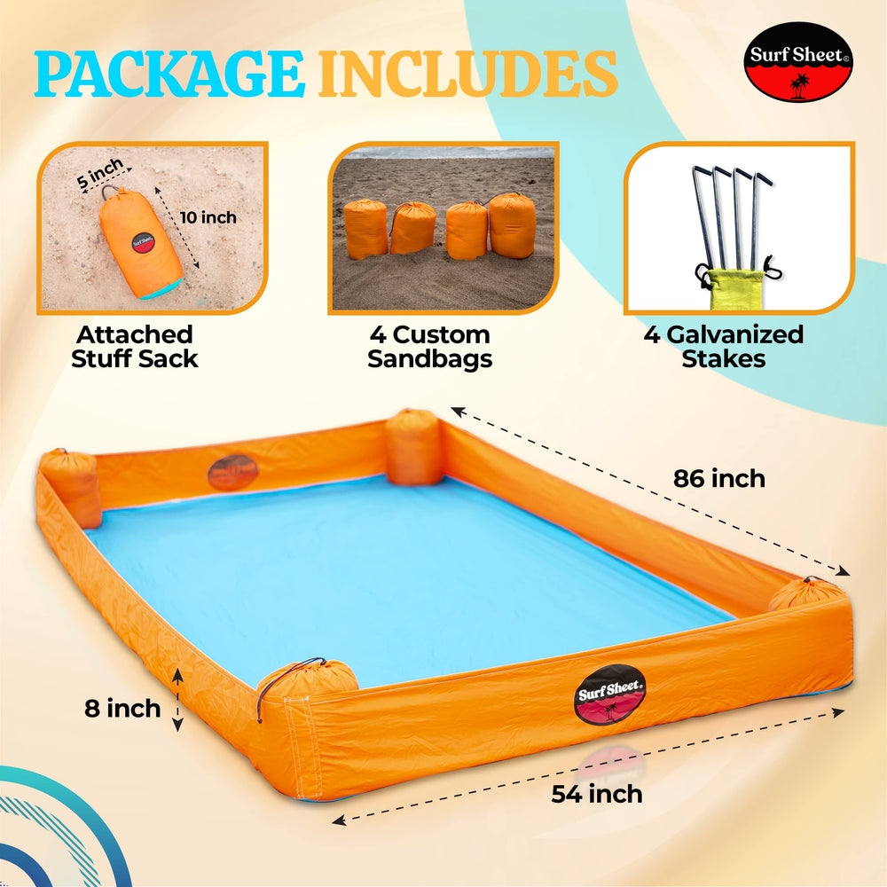 Surf Sheet next to a queen mattress for size comparison showing generous space