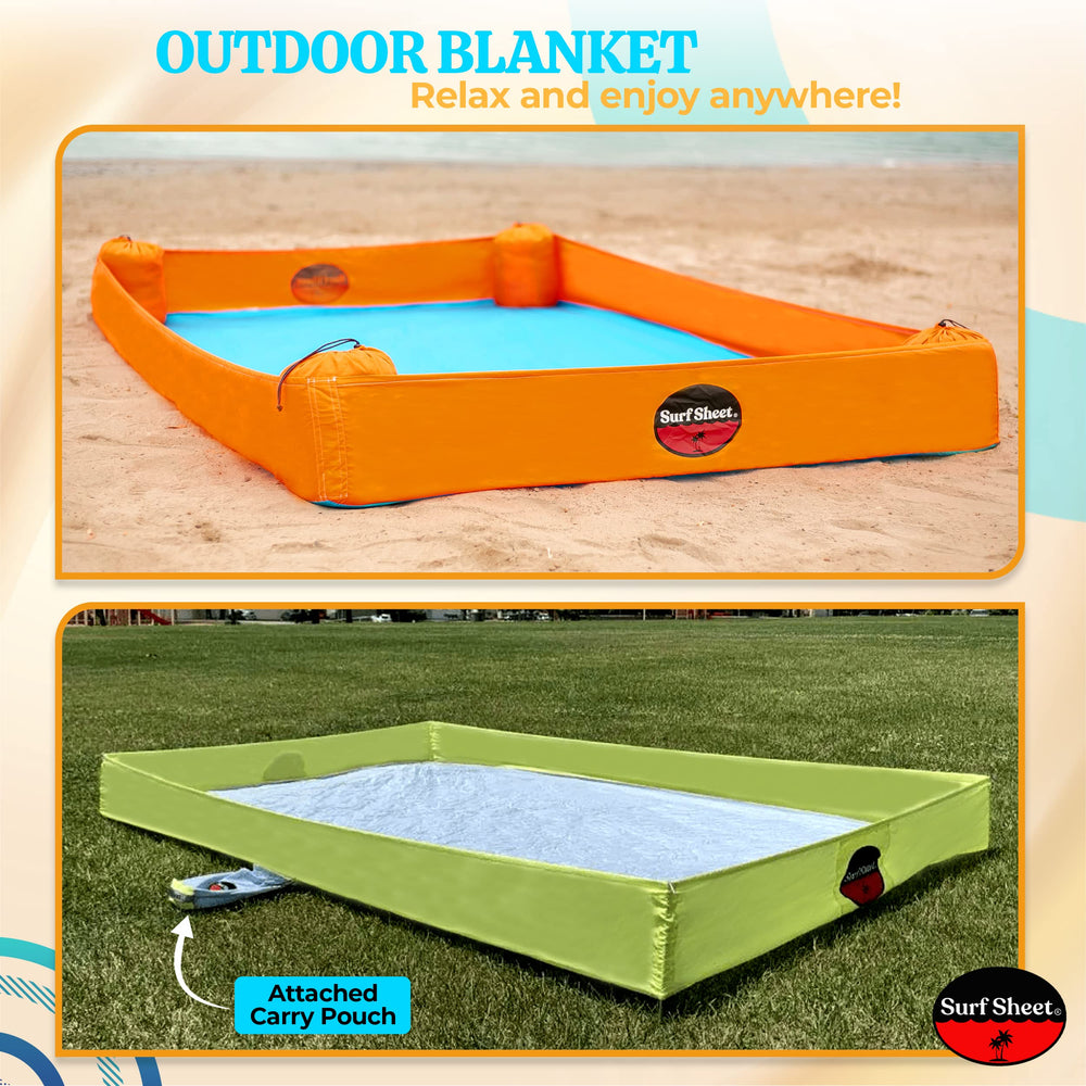Surf Sheet anchored with galvanized stakes on grass offering stable setup benefit