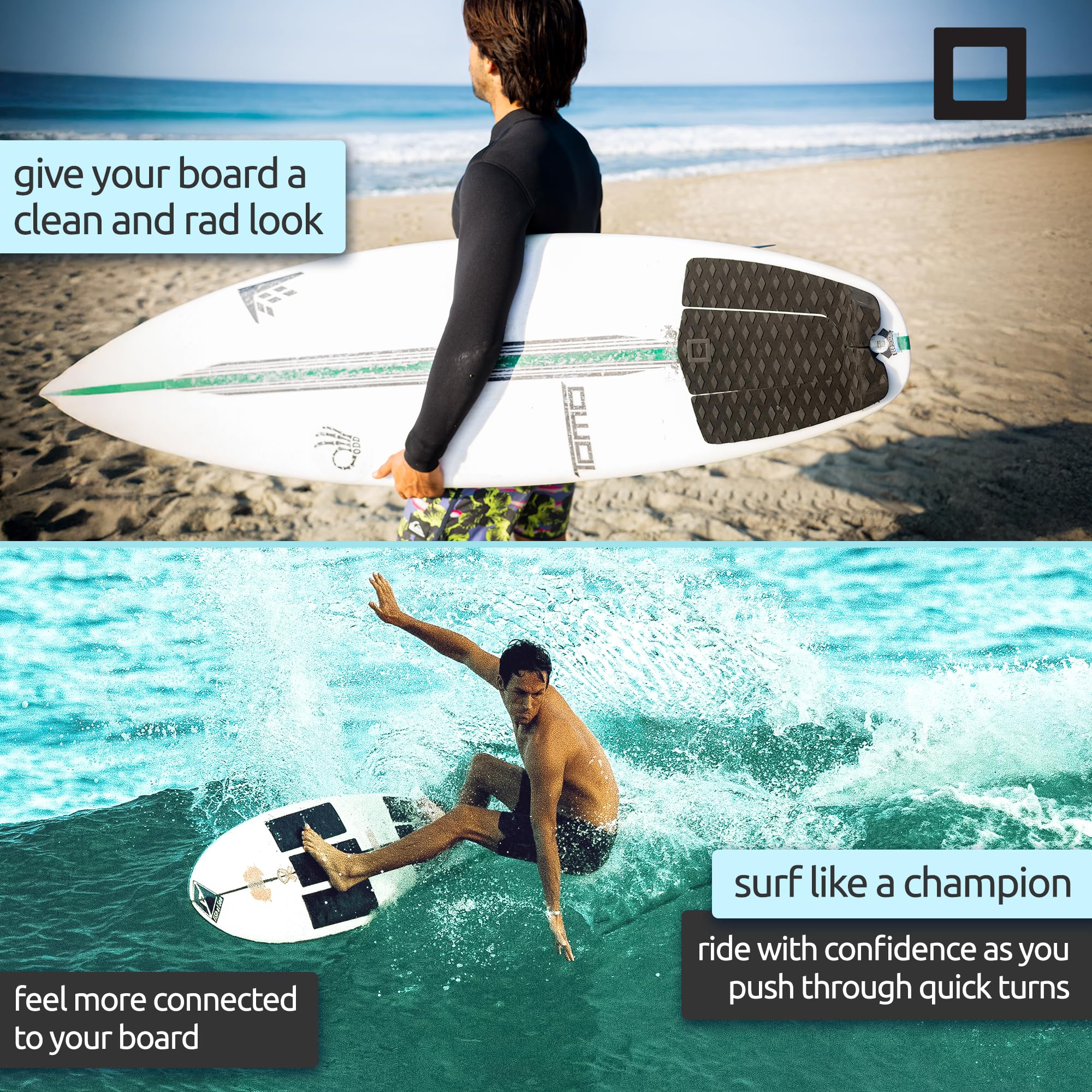 Surf Squared 3M adhesive liner peeled back illustrating secure permanent bond