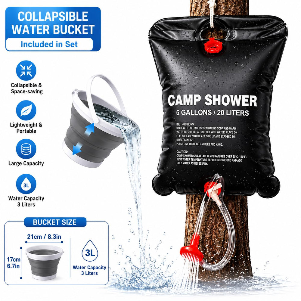 SURFSPRINT collapsible bucket filled with water for easy collection