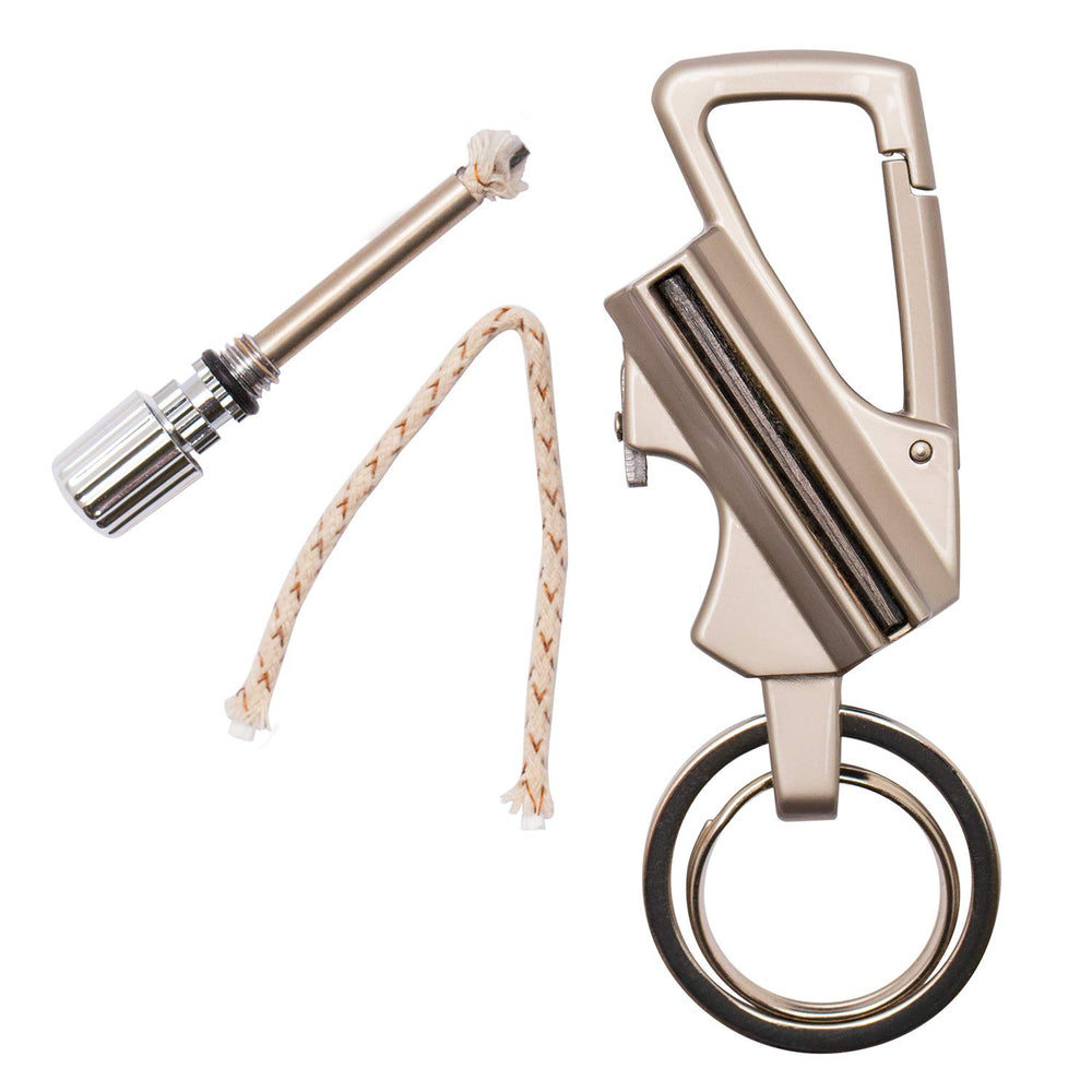 SURVIVE side profile next to coin, compact size benefit for EDC