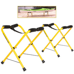 Suspenz front view of folding kayak stand showing stable support and quick setup
