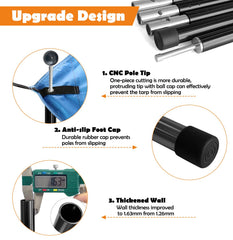 Sutekus assembled full-length pole showing reachable 75-inch support