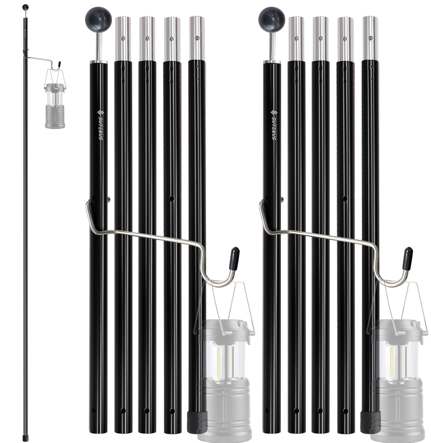 Sutekus front view poles packaged showing compact carry convenience