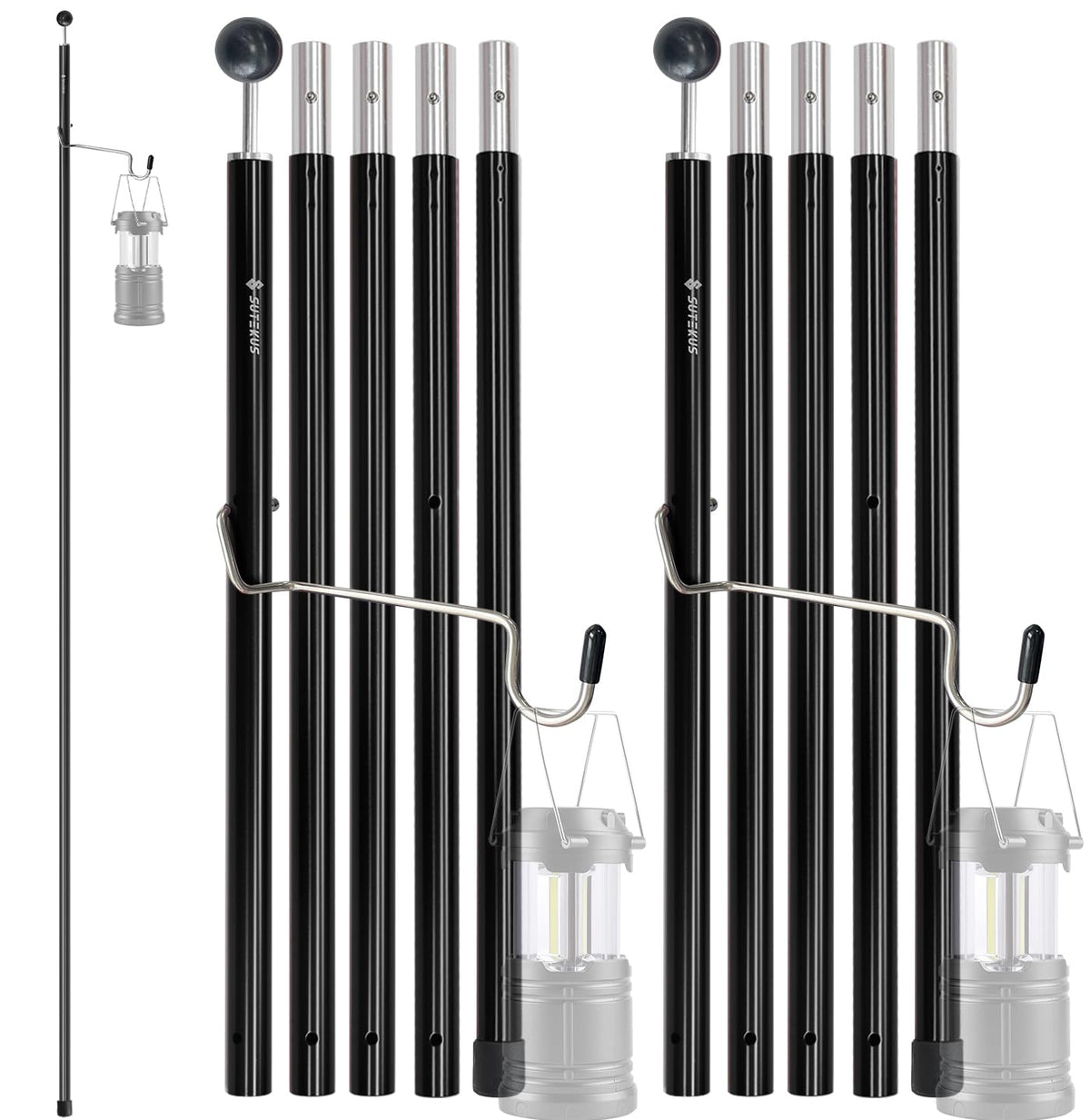 Sutekus front view poles packaged showing compact carry convenience