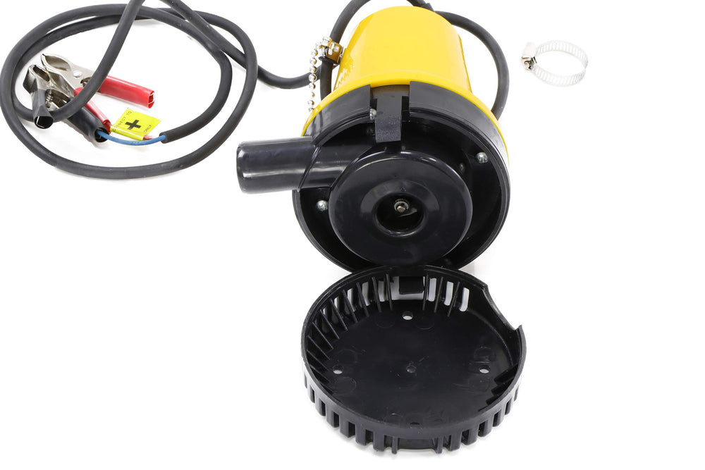 Sutekus pump side label and power cord connection highlighting electrical specifications and safety
