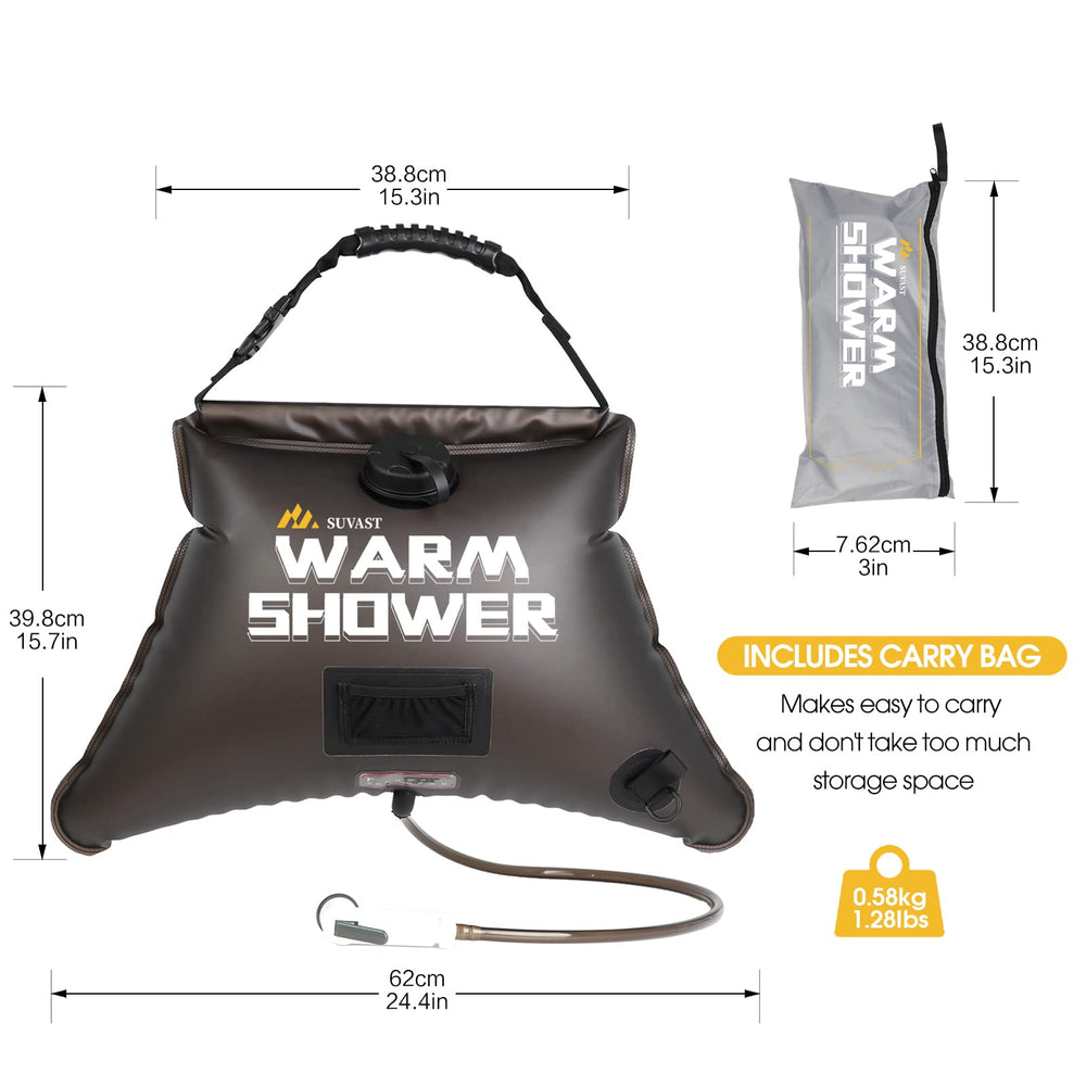 suvast size comparison with backpack demonstrating portable 4 gallon 15L capacity