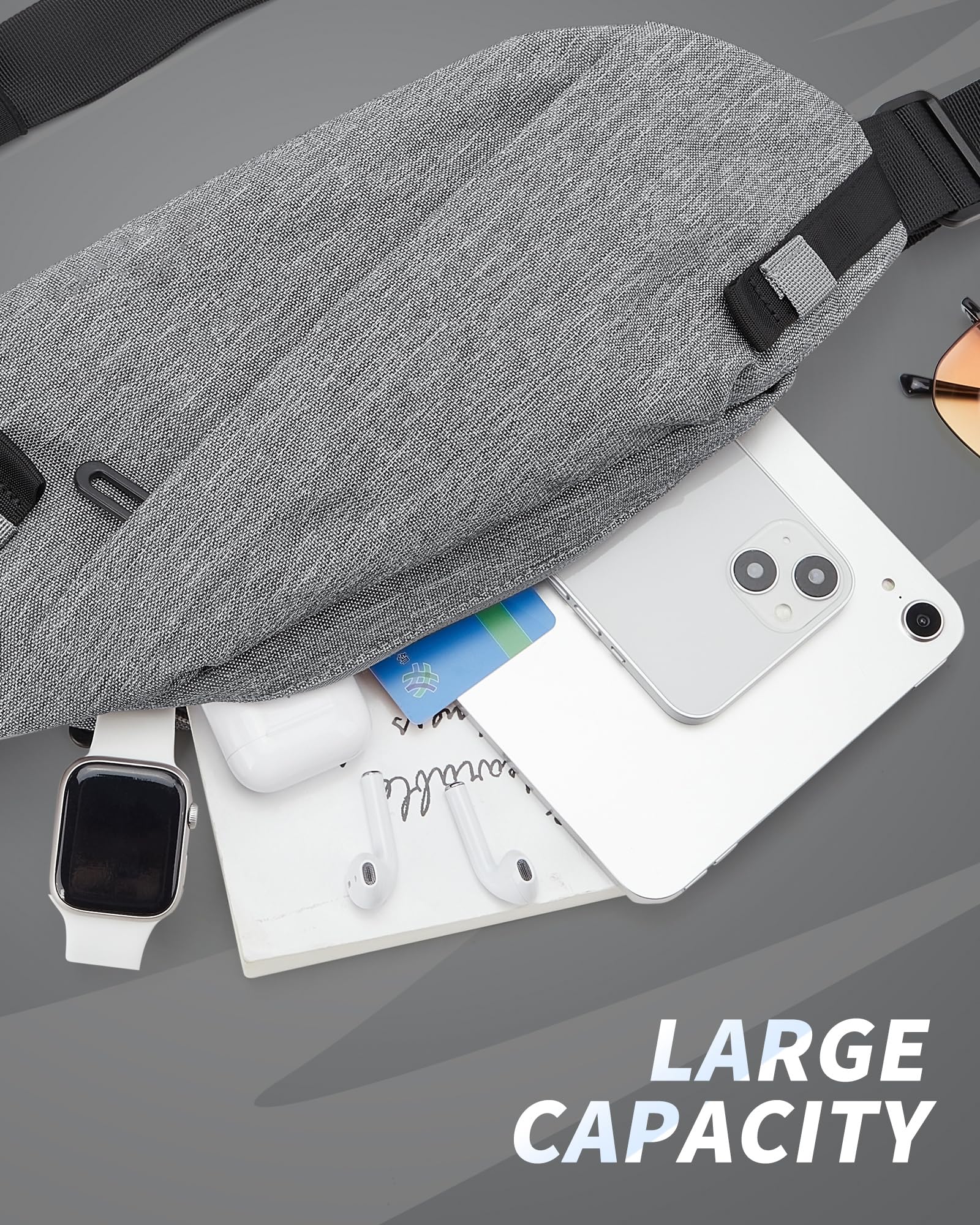suwasp worn as crossbody on runner showing hands-free comfort and low bounce while active