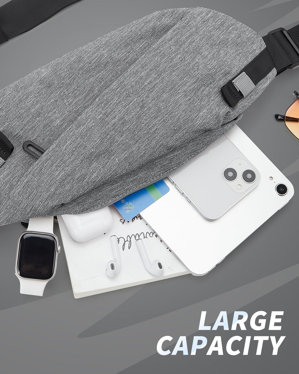 suwasp worn as crossbody on runner showing hands-free comfort and low bounce while active