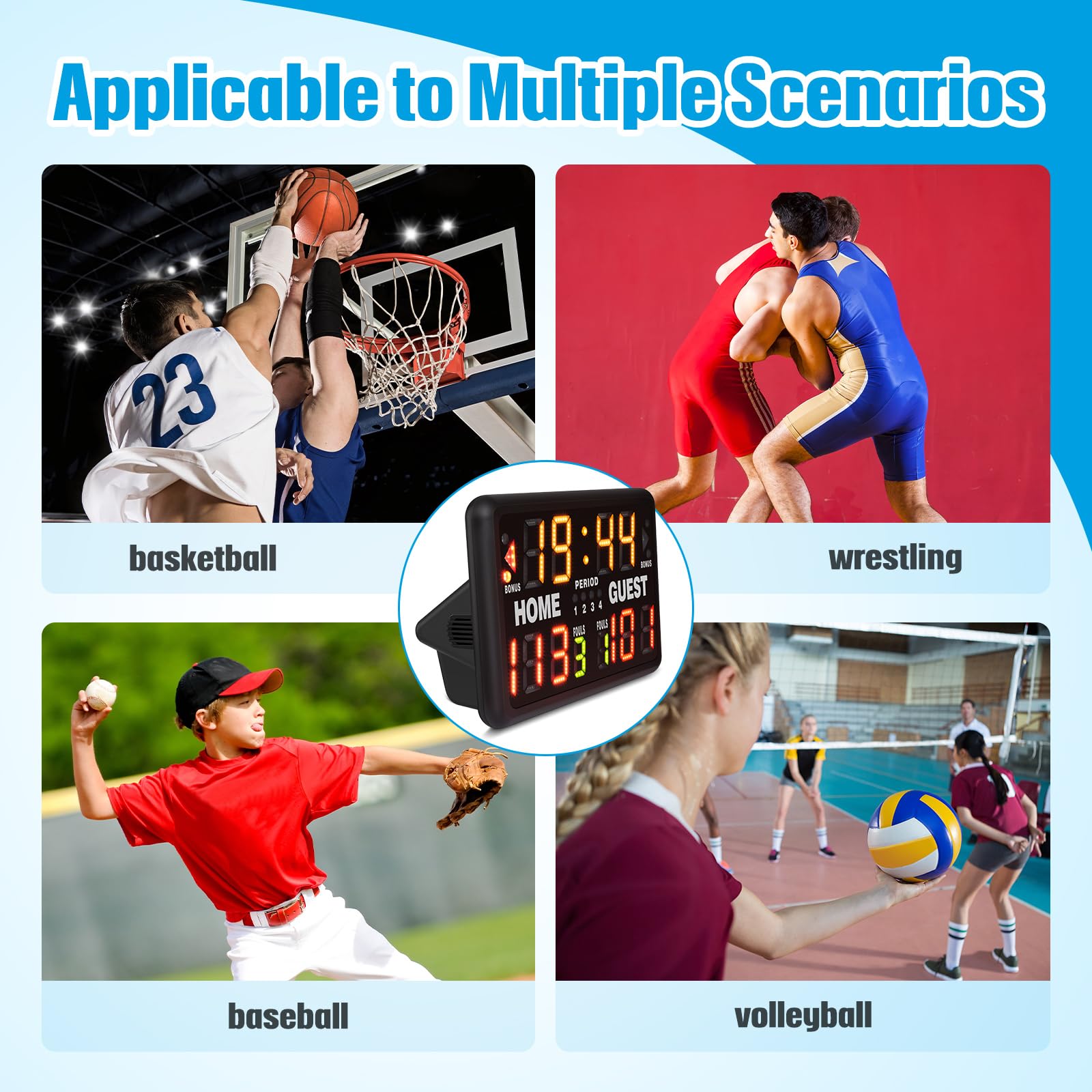 Suzile mounted on gym table in live game setting for organized scorekeeping
