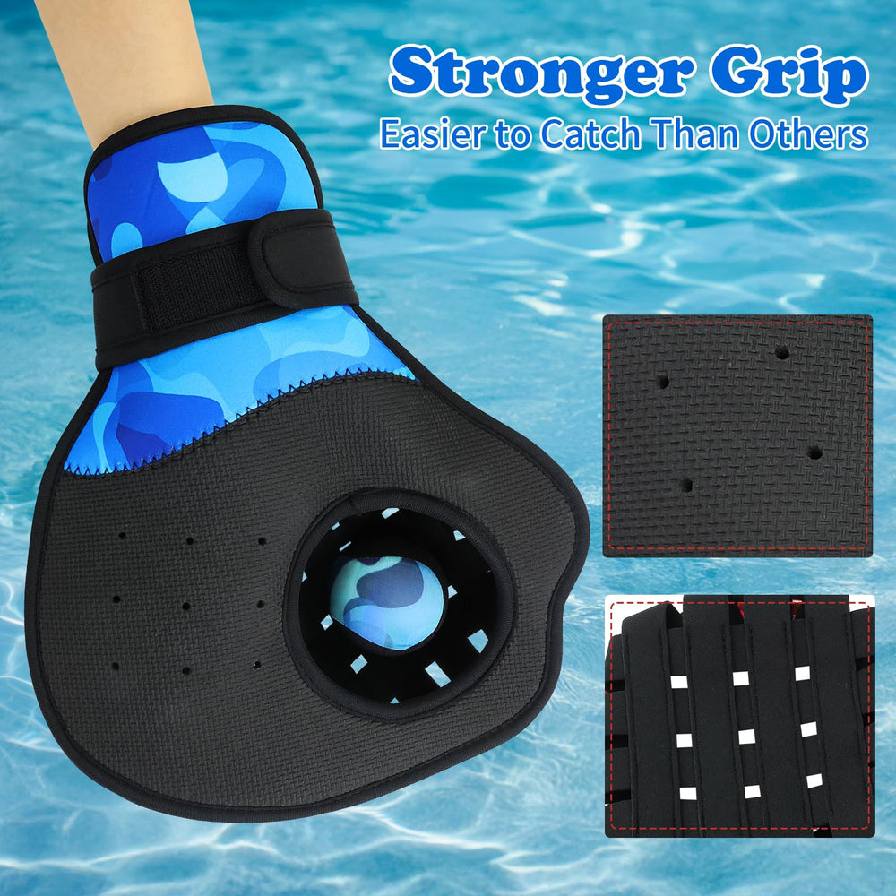 SVECPOYP glove in use catching a ball in a pool demonstrating comfortable fit